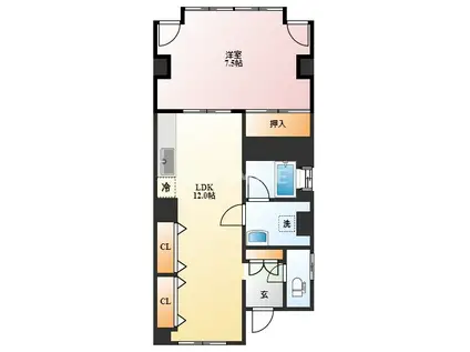 武立ビル(1LDK/3階)の間取り写真