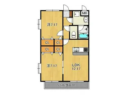 インポート久留米ルビーV(2LDK/6階)の間取り写真