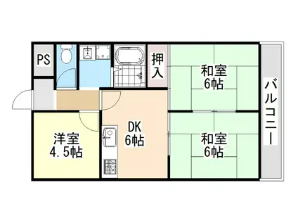 メゾン東中(3DK/3階)の間取り写真