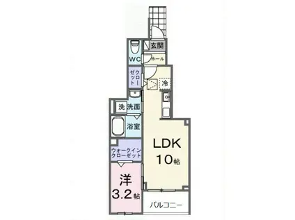 ピースフルIII(1LDK/1階)の間取り写真