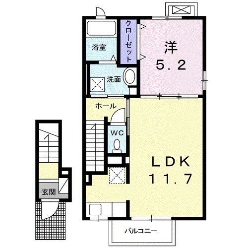 アルヴィータ(1LDK/2階)の間取り写真