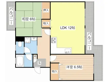 ラスディ守山(2LDK/3階)の間取り写真