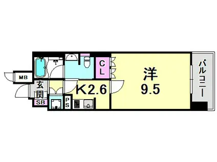 リーガル神戸三宮フラワーロード(1K/6階)の間取り写真