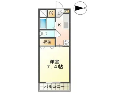 フェアーウィンド(1K/1階)の間取り写真