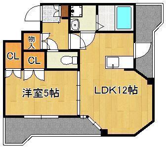 ロイヤルセンターBLD(1LDK/6階)の間取り写真