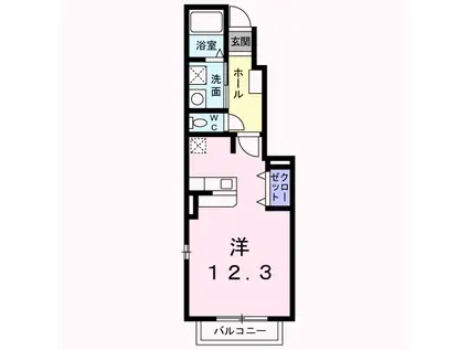 アステカ・ソレアード(ワンルーム/1階)の間取り写真