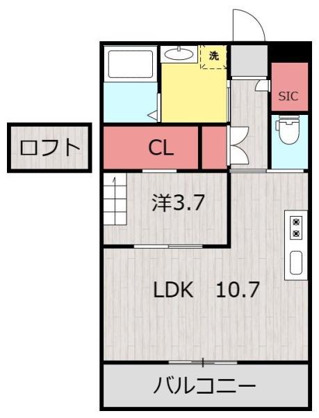バンベールノース(1LDK/4階)の間取り写真