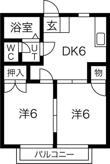 サンビレッジ C(2DK/2階)の間取り写真