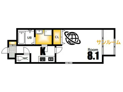 ヴィラ・アリエッタ(1K/1階)の間取り写真