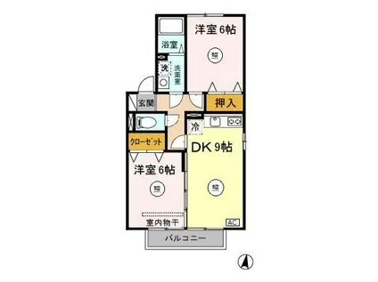 シャルル アモリ A/B(2DK/2階)の間取り写真