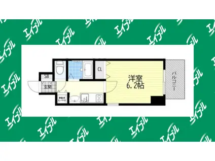 プレサンス泉シティアーク(1K/2階)の間取り写真