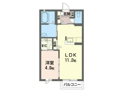 ロンサールB(1LDK/1階)の間取り写真