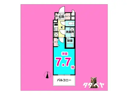 S-RESIDENCE堀田ノース II(1K/4階)の間取り写真