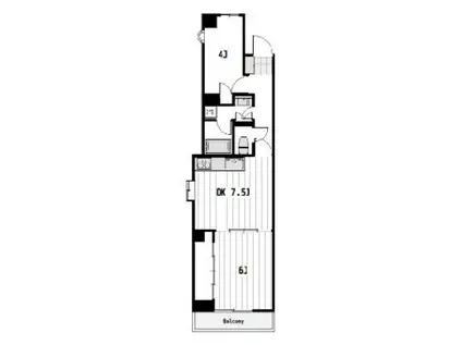 松戸竹ヶ花パークハウス(2DK/1階)の間取り写真