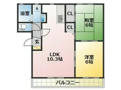 MAISON DE MOER AB(2LDK/1階)の間取り写真