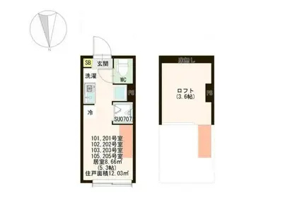 サニーコート井草(ワンルーム/1階)の間取り写真