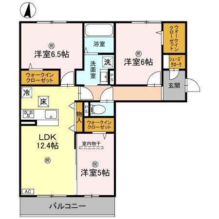 近鉄奈良線 新大宮駅 徒歩18分 3階建 築1年(3LDK/1階)の間取り写真