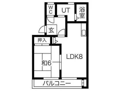 アムールハイツ(1LDK/2階)の間取り写真