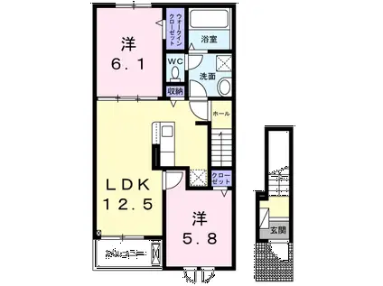 LUNA&LA(2LDK/2階)の間取り写真