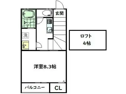 パ-ムグローヴ(ワンルーム/2階)の間取り写真
