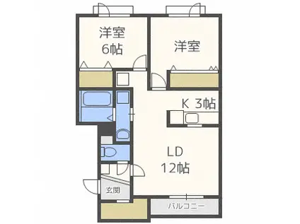  タソノア (2LDK/3階)の間取り写真