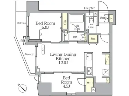プライムガーデン大森(2LDK/3階)の間取り写真