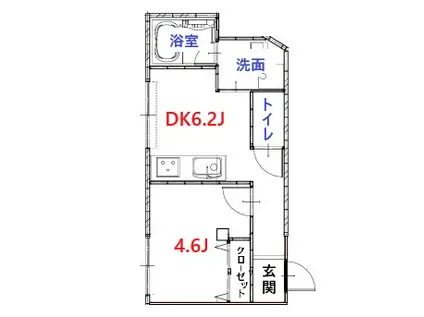 ベルレジデンスII(1DK/2階)の間取り写真