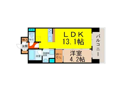 セレニティー大須(1LDK/2階)の間取り写真