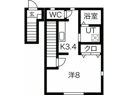 ブルック北上II(1K/2階)の間取り写真