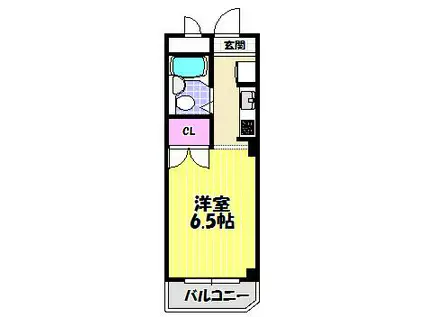 ターニングハイツ(ワンルーム/2階)の間取り写真