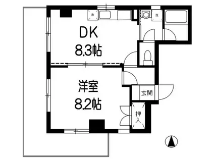 EVER GRACE(1DK/4階)の間取り写真