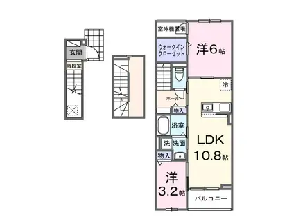 ヒカルサ土浦神立イーストI(2LDK/3階)の間取り写真
