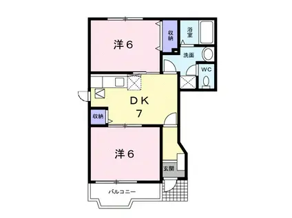 ペイトン・プレイス C(2DK/1階)の間取り写真