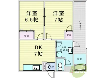 第6光マンション(2DK/2階)の間取り写真