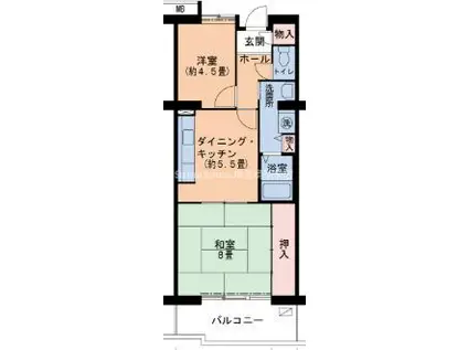 URルミエール千鳥 6号棟(2DK/2階)の間取り写真