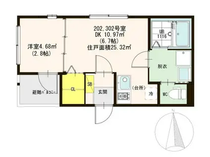 ルアーナ千林清水(1DK/2階)の間取り写真