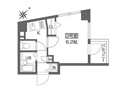 ベルファース早稲田(1K/9階)の間取り写真
