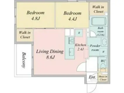 LIVECASA白石(2LDK/2階)の間取り写真