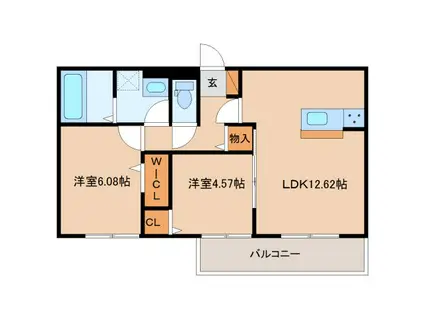 モンヴィラージュ II(2LDK/2階)の間取り写真