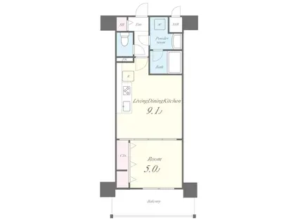 グランパシフィック今里LUXE(1LDK/9階)の間取り写真