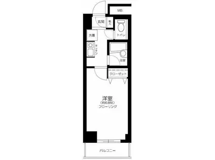 メゾンエクレーレ新宿西戸山(1K/4階)の間取り写真