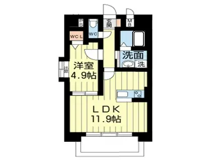 アルリシャー島崎(1LDK/5階)の間取り写真