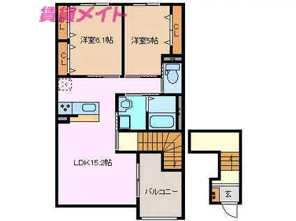 F.アザレア 7(2LDK/2階)の間取り写真