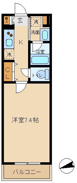 ヒューリックレジデンス調布柴崎(1K/1階)の間取り写真
