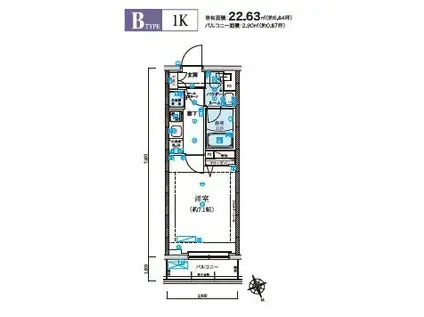 リヴシティ初台(1K/2階)の間取り写真