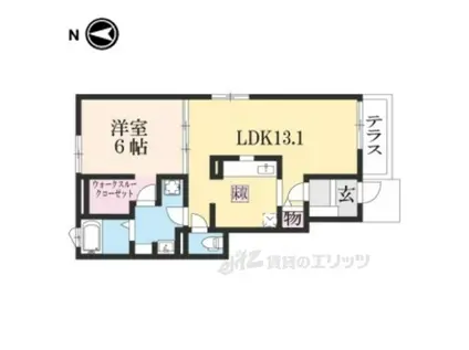 フランボアーズ篠山Ⅱ(1LDK/1階)の間取り写真