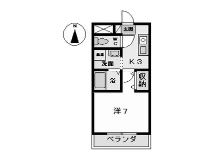 ハイツ草薙(1K/2階)の間取り写真
