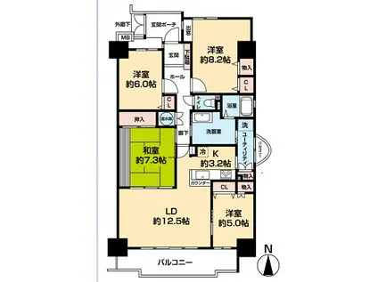 パストラルハイム豊橋壱番館(4LDK/9階)の間取り写真