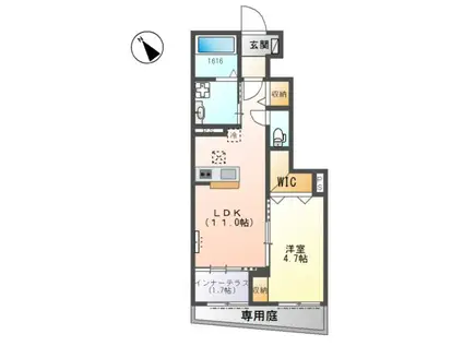 別府町新野辺アパート(1LDK/1階)の間取り写真