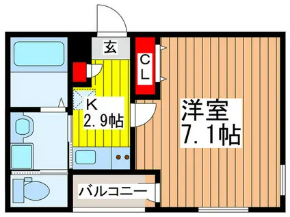 ティアラ与野本町(1K/2階)の間取り写真